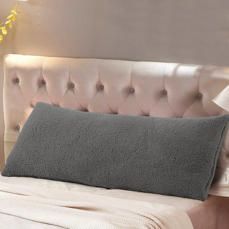 Reafort Ultra Soft Sherpa Body Pillow Cover/Case with Zipper Closure 21"x54" (21"x54" Body Pillow Cover,Charcoal Grey) - Image 1